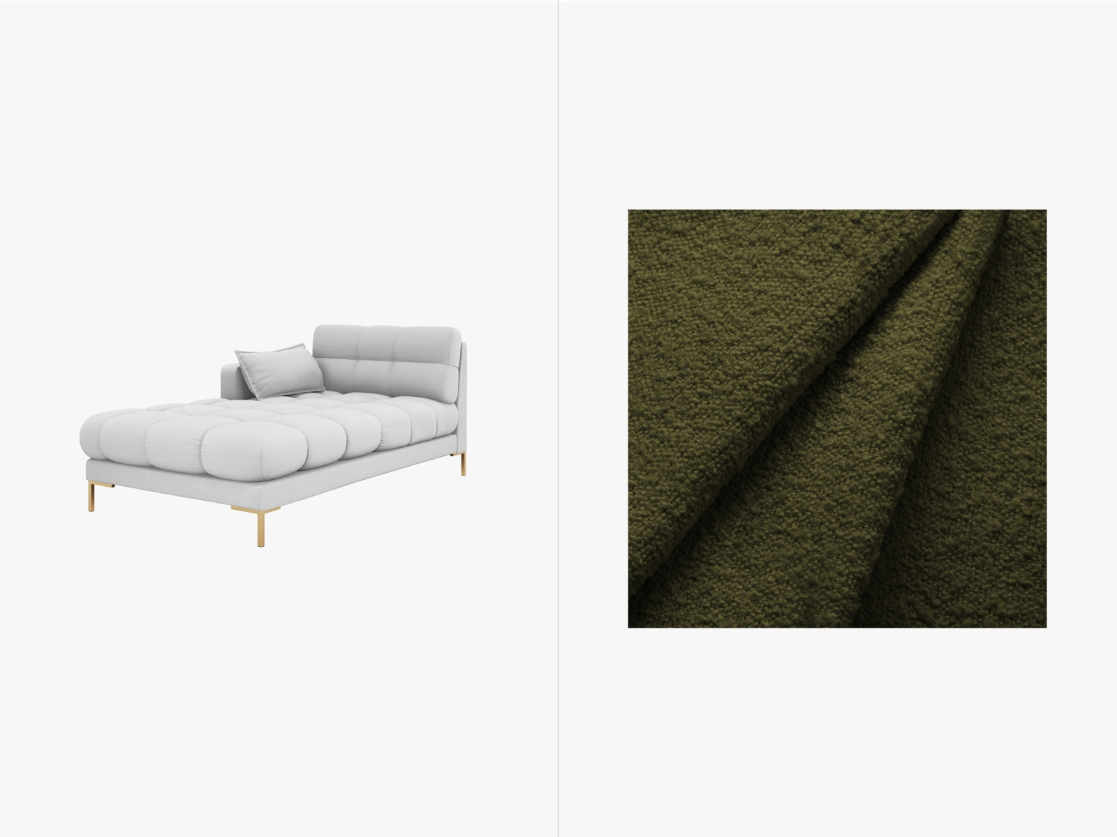Mamaia Sofa Chaise Lounge links 1 Sitz in Dark Olive Green/Gold präsentiert im Onlineshop von KAQTU Design AG. L-Sofa links ist von Micadoni