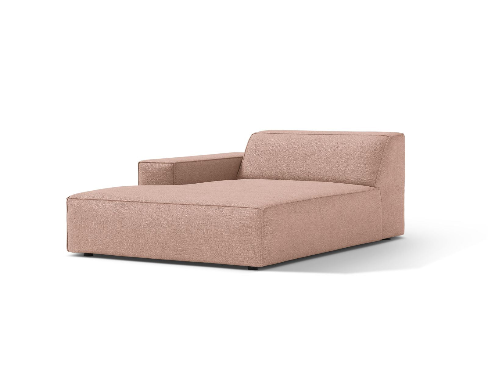 Elegante 1-Sitzer Chaise Longue Links Jodie in sanftem Powder Pink, ideal für stilvolle Wohnräume und modernes Design.