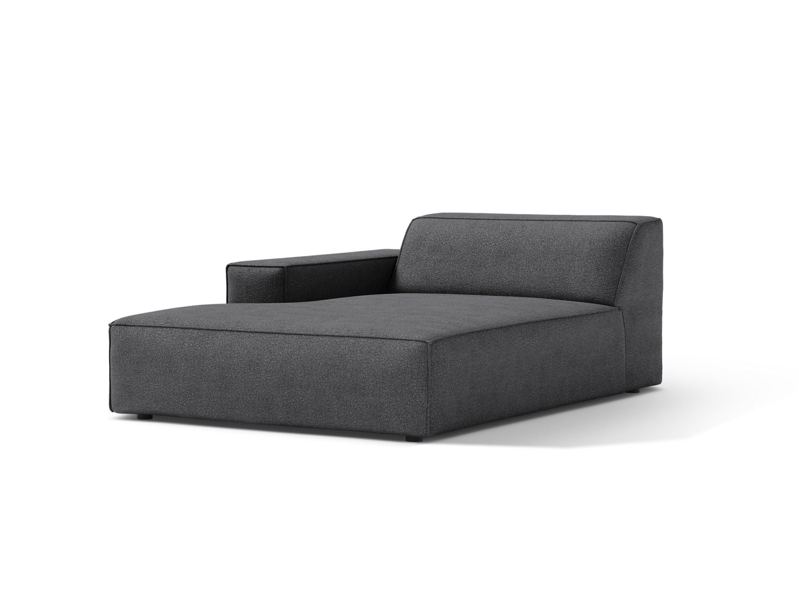Elegante 1-Sitzer Chaise Longue Links Jodie in Dunkelgrau, ideal für stilvolle Wohnräume. Teil der modularen Sofaserie von Micadoni.