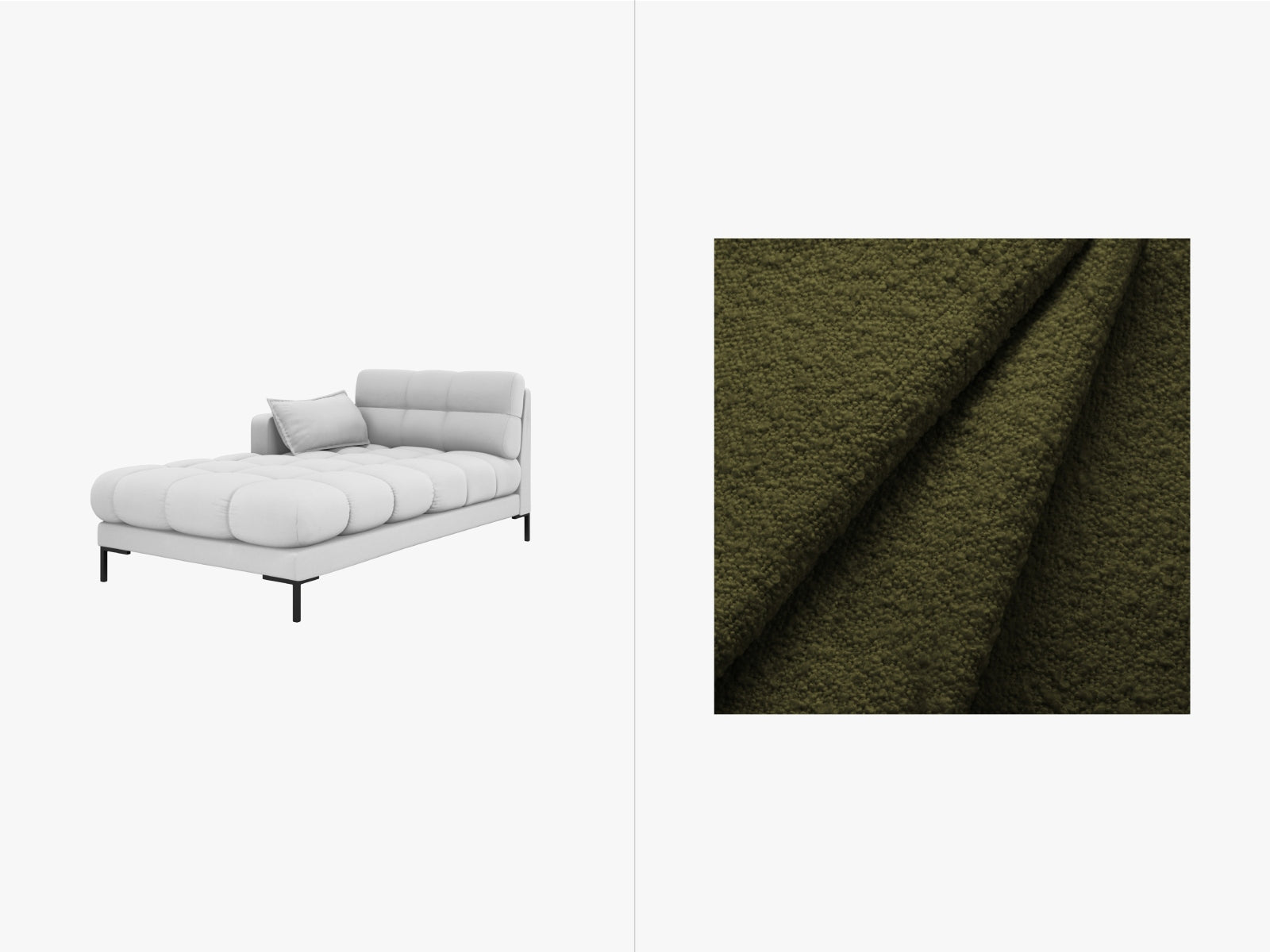 Mamaia Sofa Chaise Lounge links 1 Sitz in Dark Olive Green/Schwarz präsentiert im Onlineshop von KAQTU Design AG. L-Sofa links ist von Micadoni