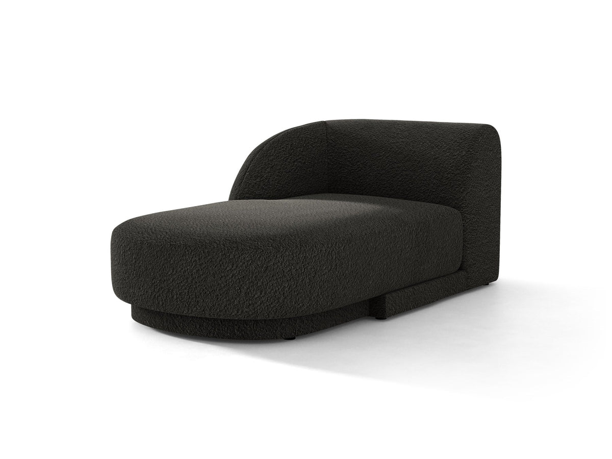 Chaiselongue Miley von Micadoni in Dunkelbeige mit Bluvel-Stoffbezug, schwarzen Kunststoffbeinen und niedriger Rückenlehne, modulares Sofa-Element.
