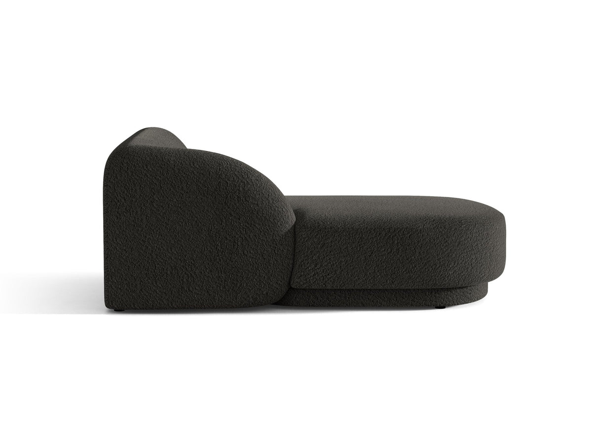 Chaiselongue Miley von Micadoni in Dunkelbeige mit Bluvel-Stoffbezug, schwarzen Kunststoffbeinen und niedriger Rückenlehne, modulares Sofa-Element.