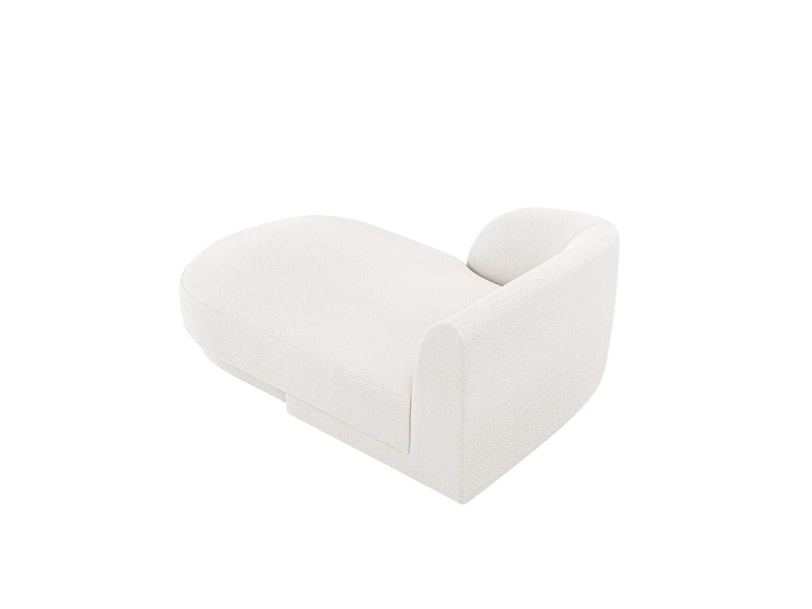 Elegantes Miley Boucle Sofa Chaise Lounge links, 2-Sitzer in klassischem Weiß, ideal für moderne Wohnräume und entspannende Momente.