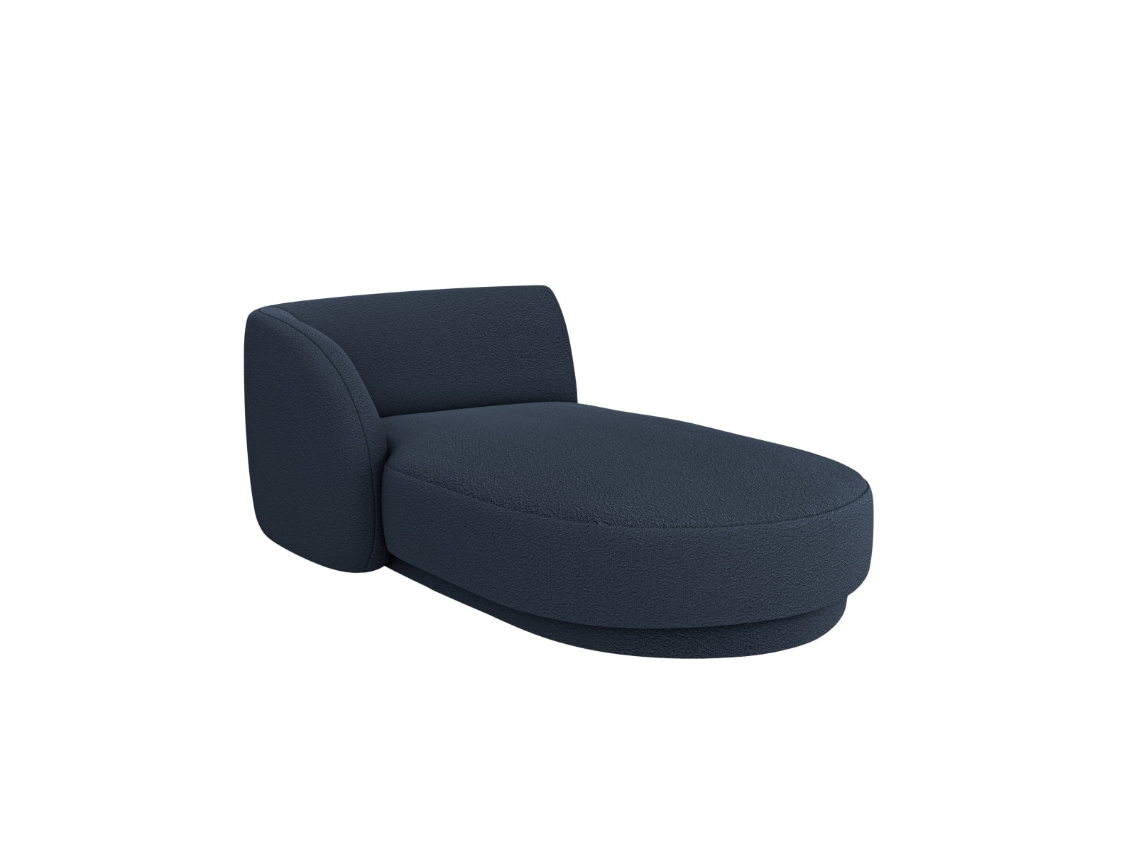 Elegantes Miley Boucle Sofa Chaise Lounge links, 2-Sitzer in Dunkelblau, ideal für stilvolle Wohnräume. Hochwertige Verarbeitung von Micadoni.
