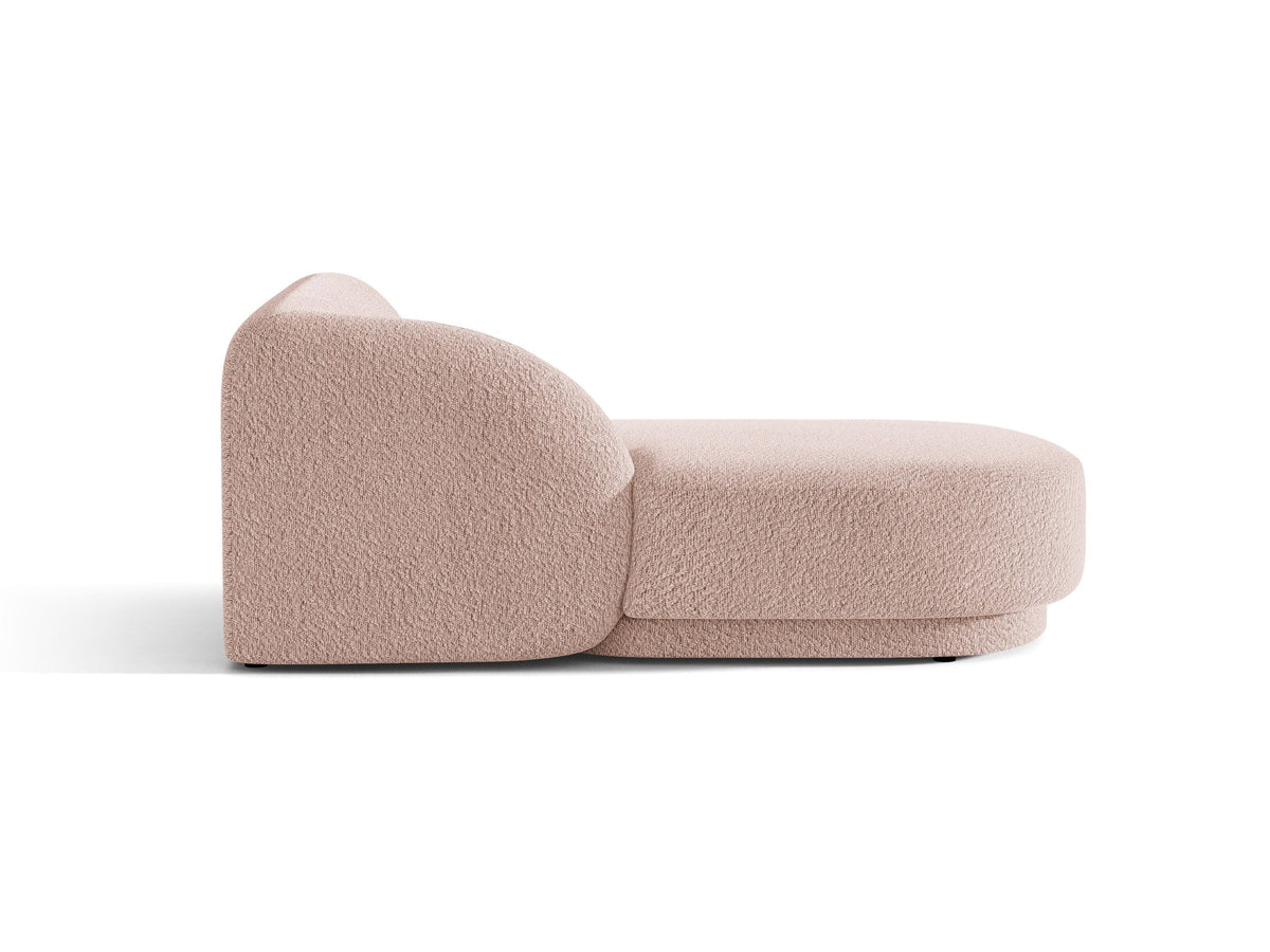 Chaiselongue Miley von Micadoni in Dunkelbeige mit Bluvel-Stoffbezug, schwarzen Kunststoffbeinen und niedriger Rückenlehne, modulares Sofa-Element.
