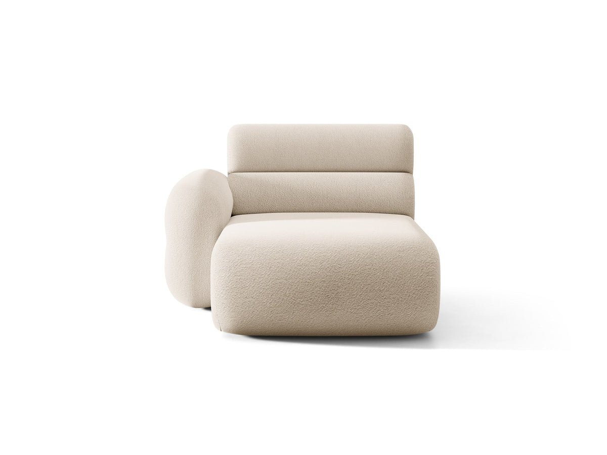Modulares Sofa Neo Chaiselongue von Micadoni in dunklem Olivgrün mit hoher Rückenlehne und schwarzen Kunststoffbeinen aus Polypropylen.