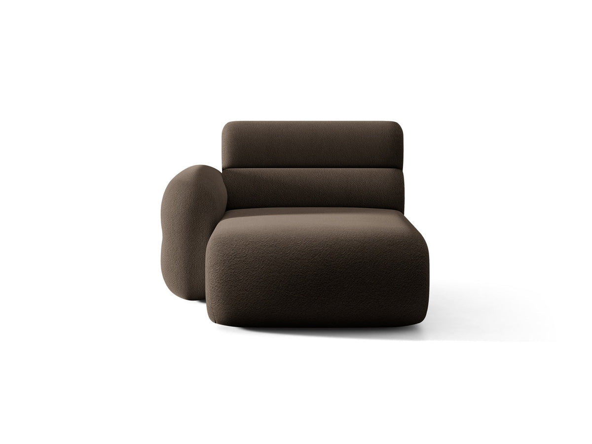 Modulares Sofa Neo Chaiselongue von Micadoni in dunklem Olivgrün mit hoher Rückenlehne und schwarzen Kunststoffbeinen aus Polypropylen.