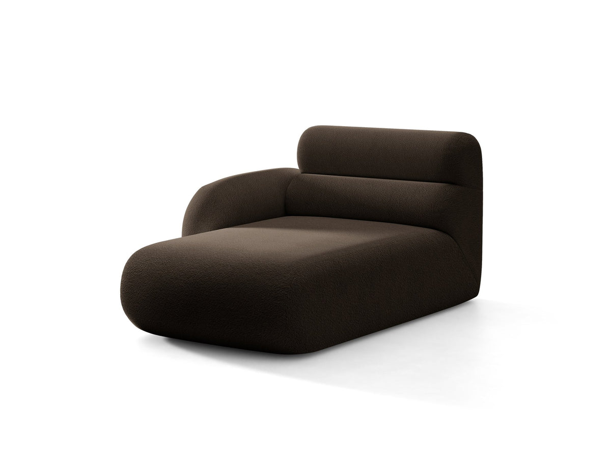 Modulares Sofa Neo Chaiselongue von Micadoni in dunklem Olivgrün mit hoher Rückenlehne und schwarzen Kunststoffbeinen aus Polypropylen.