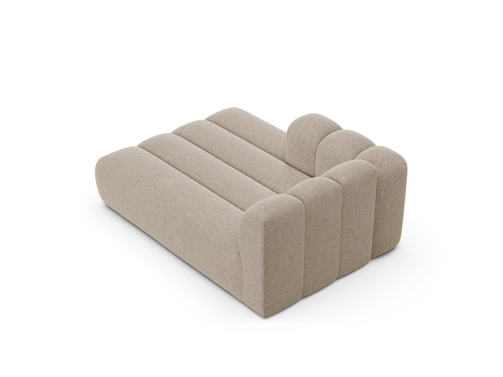Moderne Lupine Chaise Longue links für 2 Personen in edlem Dunkelbeige, perfekt für stilvolle Wohnlandschaften und individuelle Sofa-Arrangements.