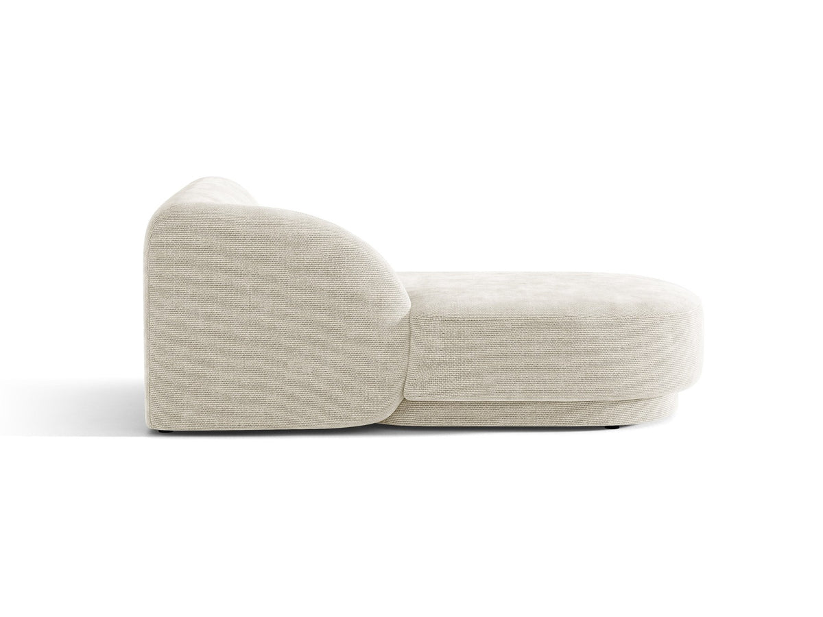 Chaiselongue Miley von Micadoni in Dunkelbeige mit Bluvel-Stoffbezug, schwarzen Kunststoffbeinen und niedriger Rückenlehne, modulares Sofa-Element.