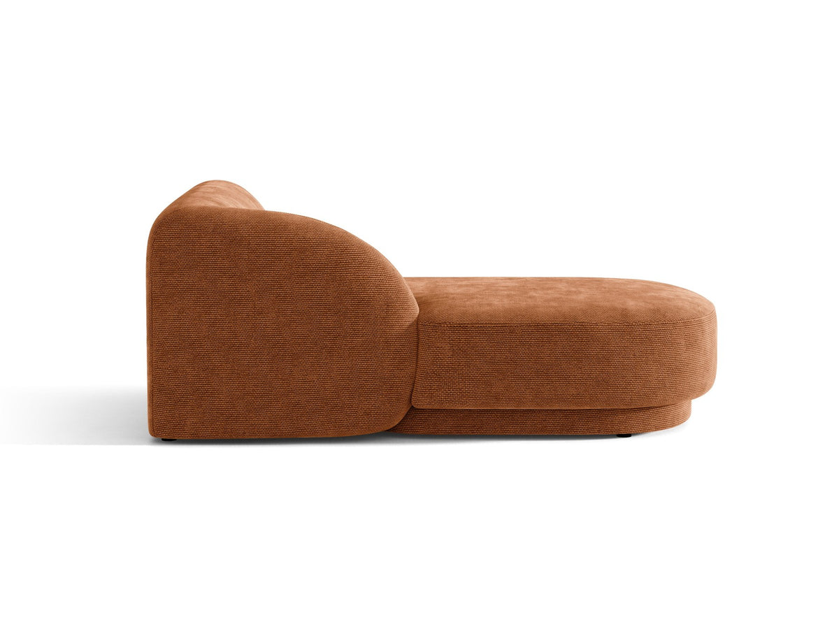 Chaiselongue Miley von Micadoni in Dunkelbeige mit Bluvel-Stoffbezug, schwarzen Kunststoffbeinen und niedriger Rückenlehne, modulares Sofa-Element.