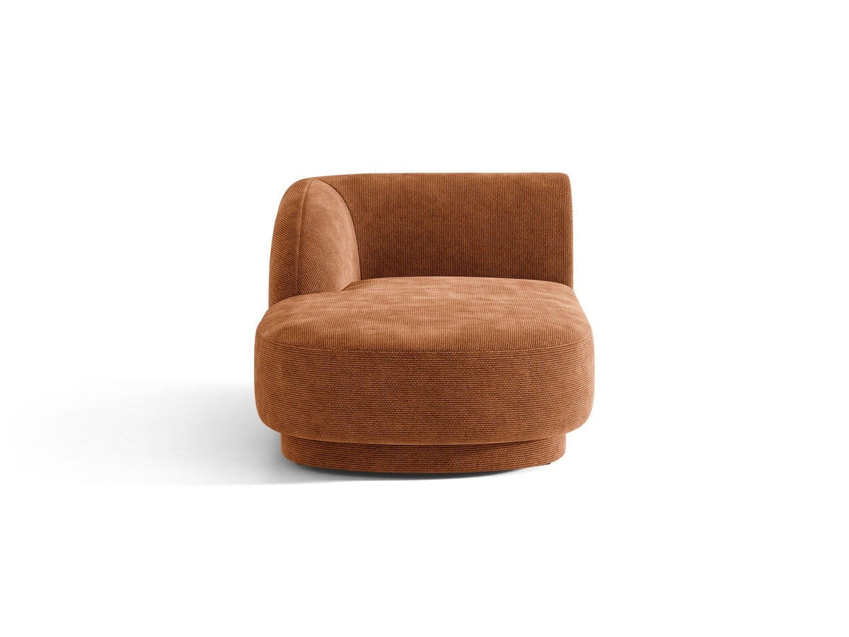 Chaiselongue Miley von Micadoni in Dunkelbeige mit Bluvel-Stoffbezug, schwarzen Kunststoffbeinen und niedriger Rückenlehne, modulares Sofa-Element.