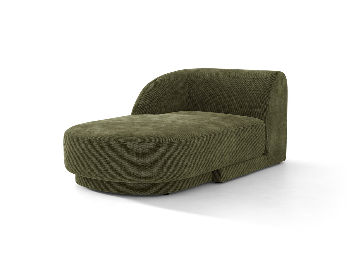 Chaiselongue Miley von Micadoni in Dunkelbeige mit Bluvel-Stoffbezug, schwarzen Kunststoffbeinen und niedriger Rückenlehne, modulares Sofa-Element.