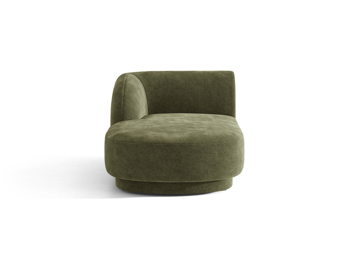 Chaiselongue Miley von Micadoni in Dunkelbeige mit Bluvel-Stoffbezug, schwarzen Kunststoffbeinen und niedriger Rückenlehne, modulares Sofa-Element.