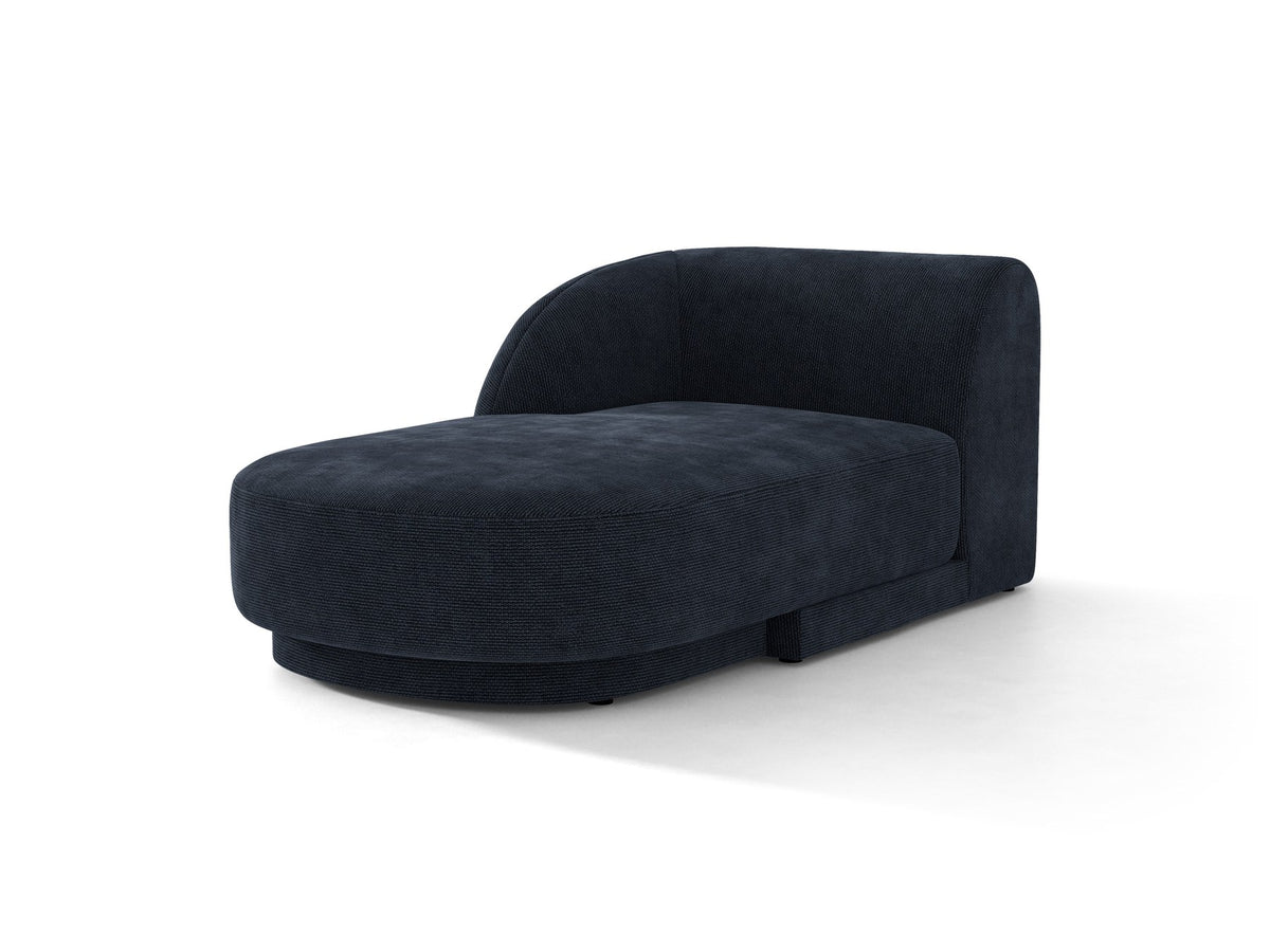 Chaiselongue Miley von Micadoni in Dunkelbeige mit Bluvel-Stoffbezug, schwarzen Kunststoffbeinen und niedriger Rückenlehne, modulares Sofa-Element.