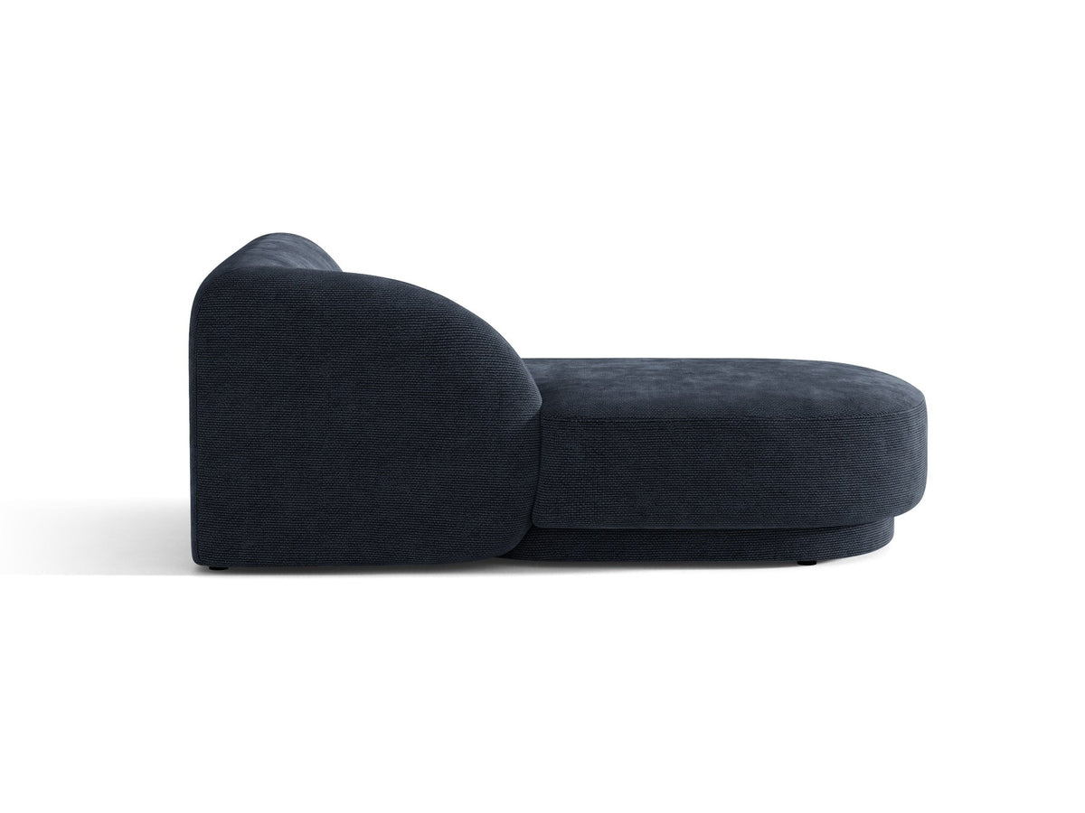 Chaiselongue Miley von Micadoni in Dunkelbeige mit Bluvel-Stoffbezug, schwarzen Kunststoffbeinen und niedriger Rückenlehne, modulares Sofa-Element.