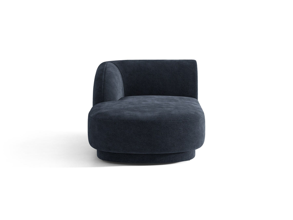 Chaiselongue Miley von Micadoni in Dunkelbeige mit Bluvel-Stoffbezug, schwarzen Kunststoffbeinen und niedriger Rückenlehne, modulares Sofa-Element.