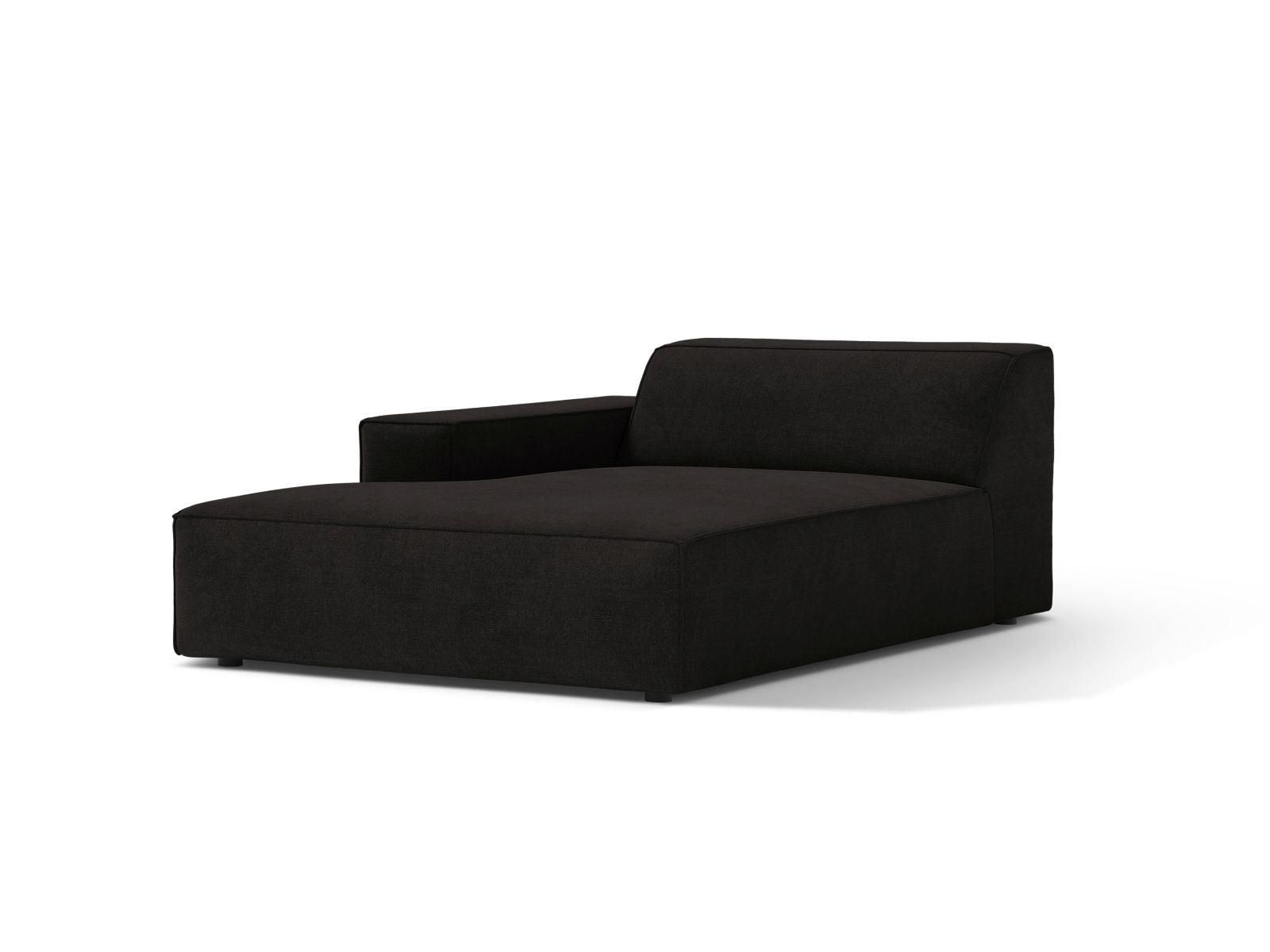 Elegante 1-Sitzer Chaise Longue Links Jodie in stilvollem Schwarz, ideal für moderne Wohnräume und vielseitige Sofa-Kombinationen.