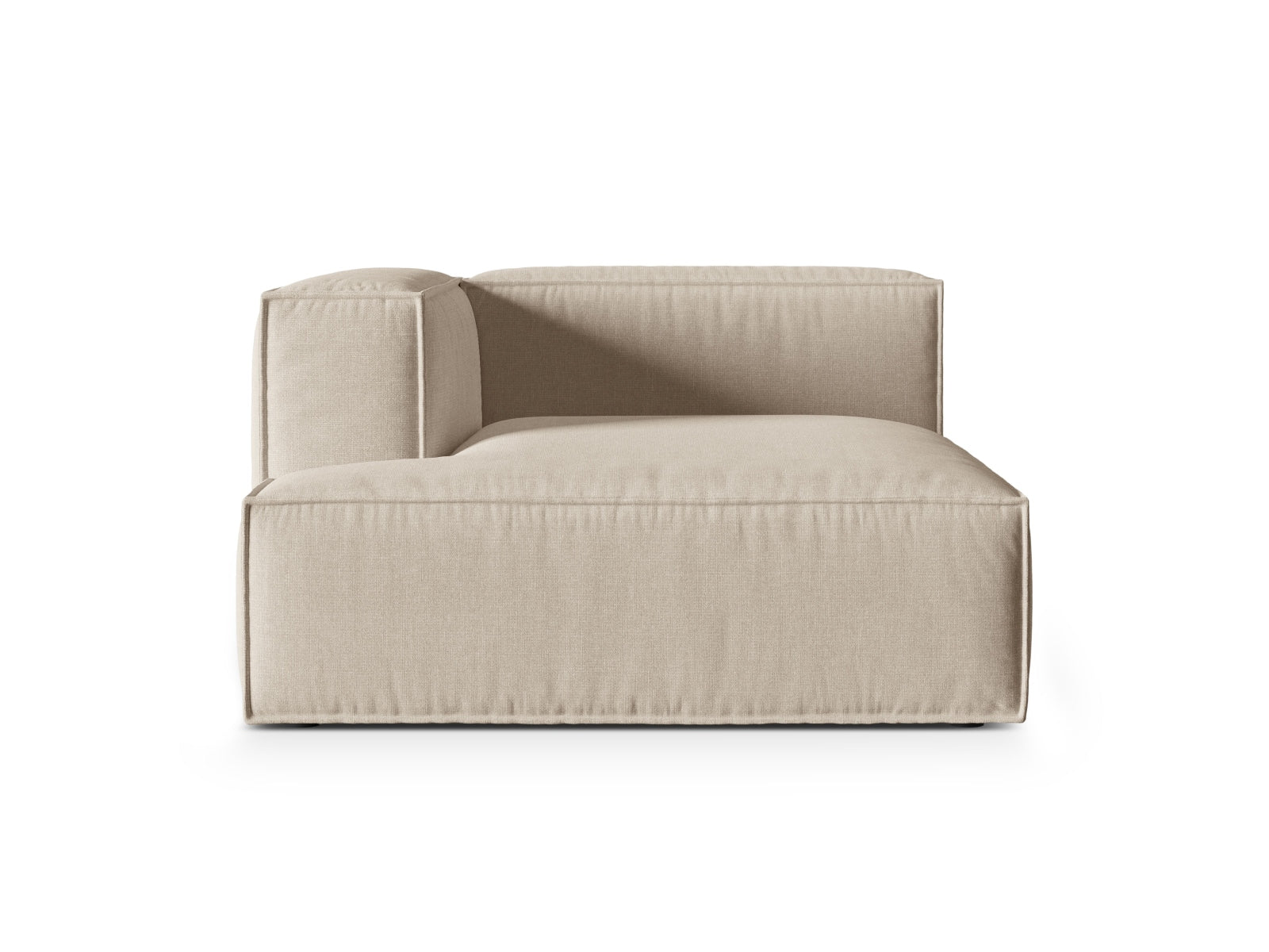 Eleganter 1-Sitzer mit linker Chaise Longue Nuria in warmem Beige, ideal für stilvolle Wohnräume und entspannte Stunden.