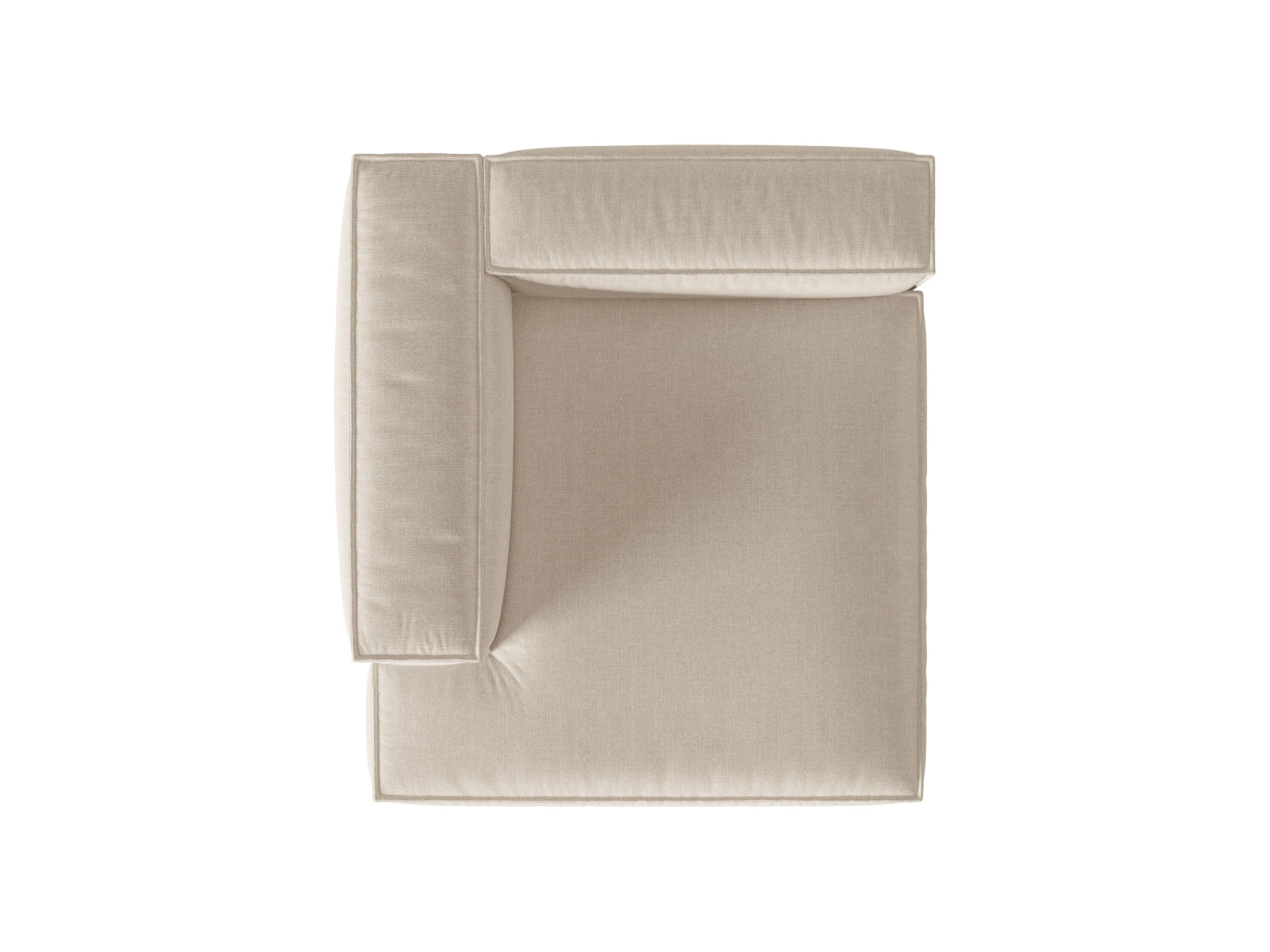 Eleganter 1-Sitzer mit linker Chaise Longue Nuria in warmem Beige, ideal für stilvolle Wohnräume und entspannte Auszeiten.