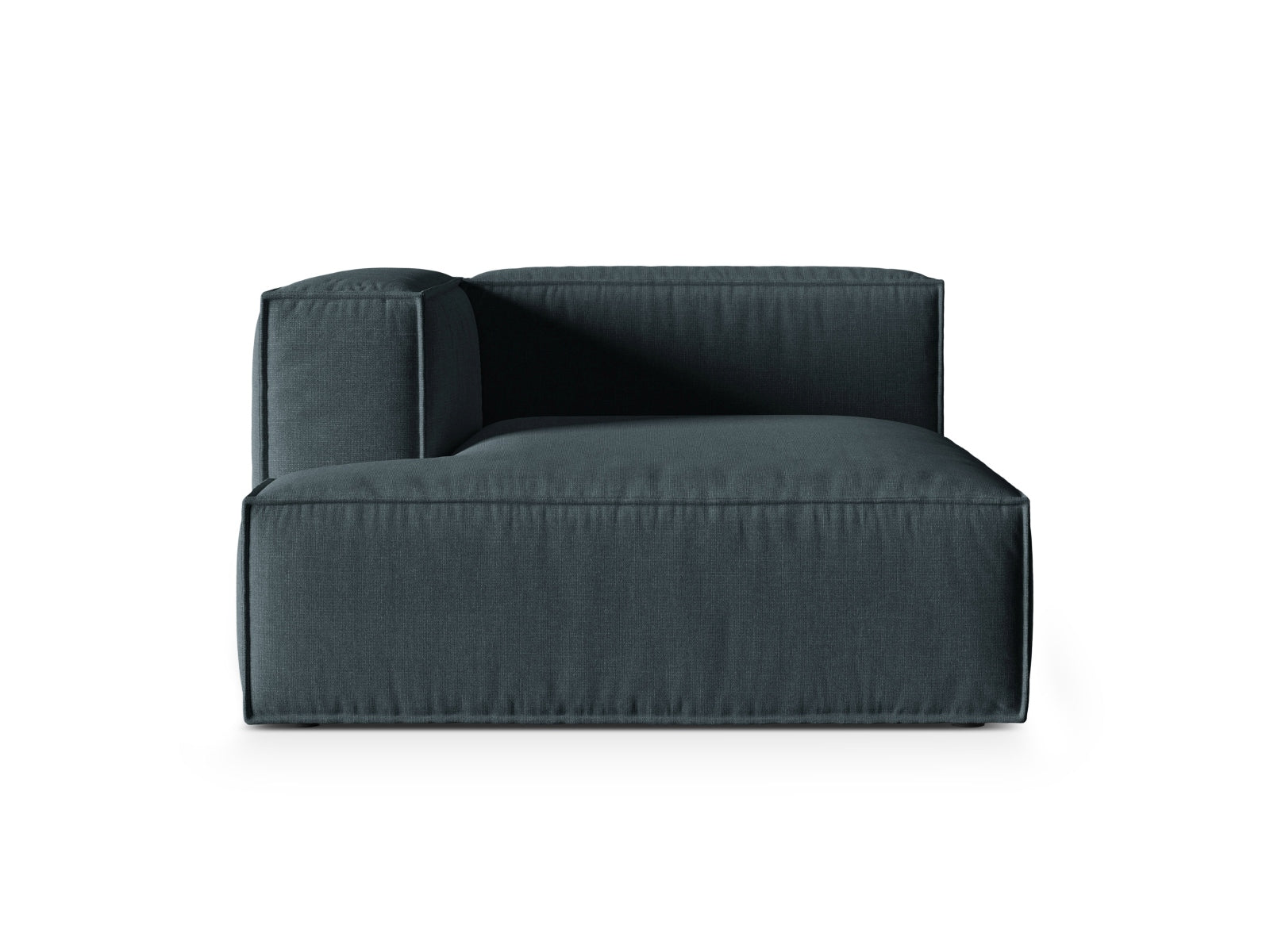 Elegante linke Chaise Longue Nuria in tiefem Petrol, ideal für zeitgemäße Wohnräume und flexibel kombinierbar mit anderen Micadoni Modulen.