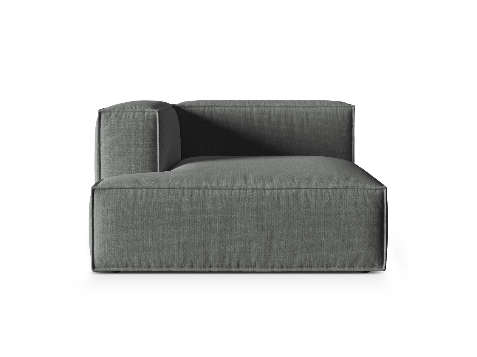 Eleganter 1-Sitzer Chaise Longue Links Nuria in modernem Grau, ideal für stilvolle Wohnräume und gemütliche Auszeiten.