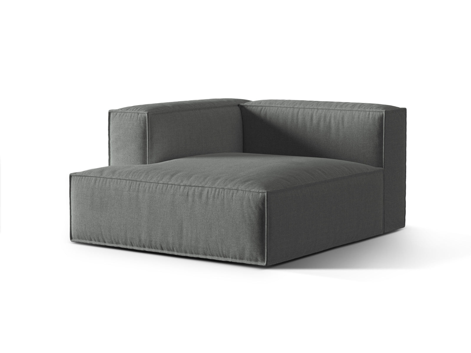 Modulares Sofa 1-Sitzer Chaise Longue Links Nuria in zeitlosem Grau, perfekt für entspannte Momente und modernes Wohndesign.