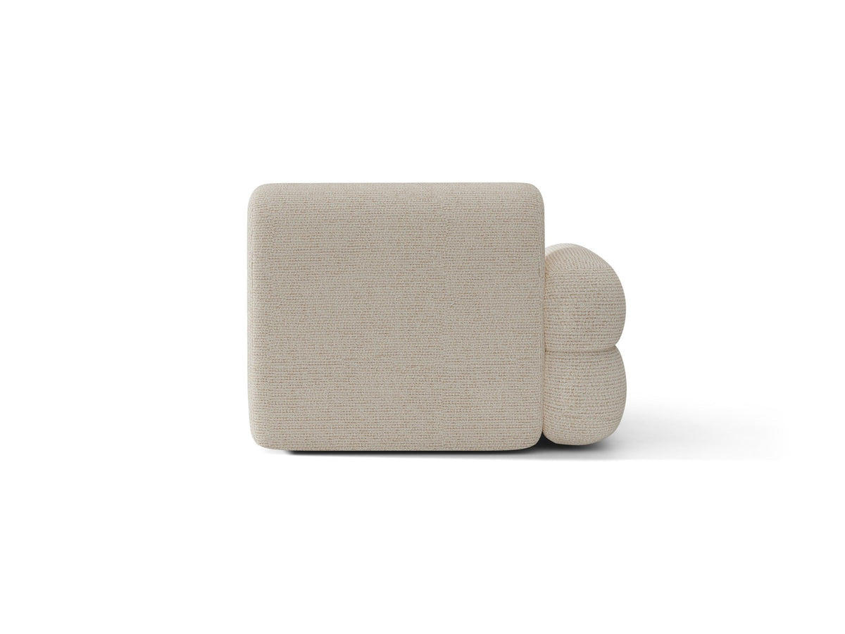 Modulares Sofa Neo Chaiselongue von Micadoni in dunklem Olivgrün mit hoher Rückenlehne und schwarzen Kunststoffbeinen aus Polypropylen.