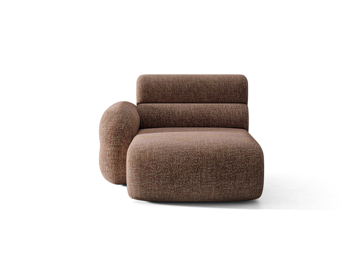 Modulares Sofa Neo Chaiselongue von Micadoni in dunklem Olivgrün mit hoher Rückenlehne und schwarzen Kunststoffbeinen aus Polypropylen.