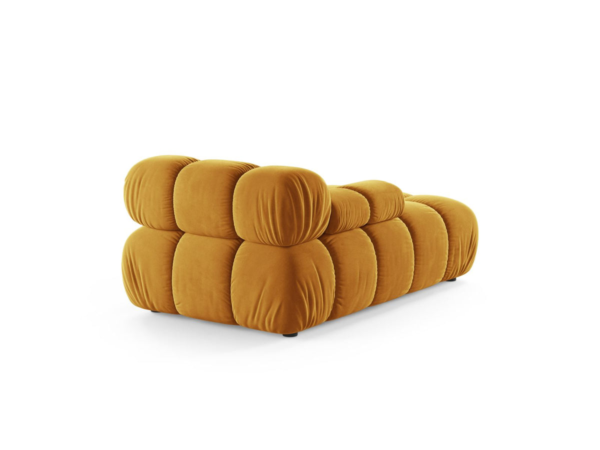 Bellis Sofamodul Chaiselongue links von Micadoni: Cappuccino-Liberty Stoffbezug, Massivholzrahmen, schwarze Kunststoffbeine, modulare Sitzform.