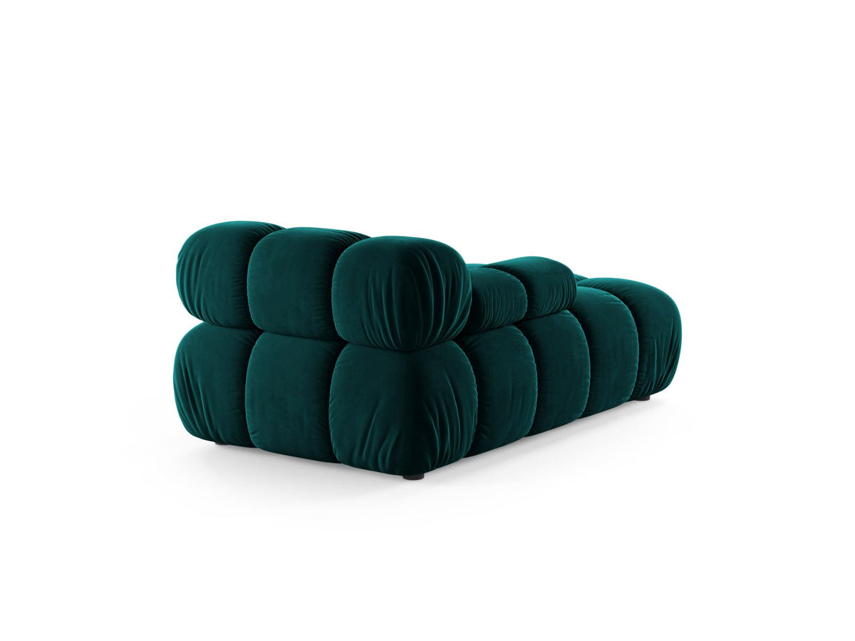 Bellis Sofamodul Chaiselongue links von Micadoni: Cappuccino-Liberty Stoffbezug, Massivholzrahmen, schwarze Kunststoffbeine, modulare Sitzform.