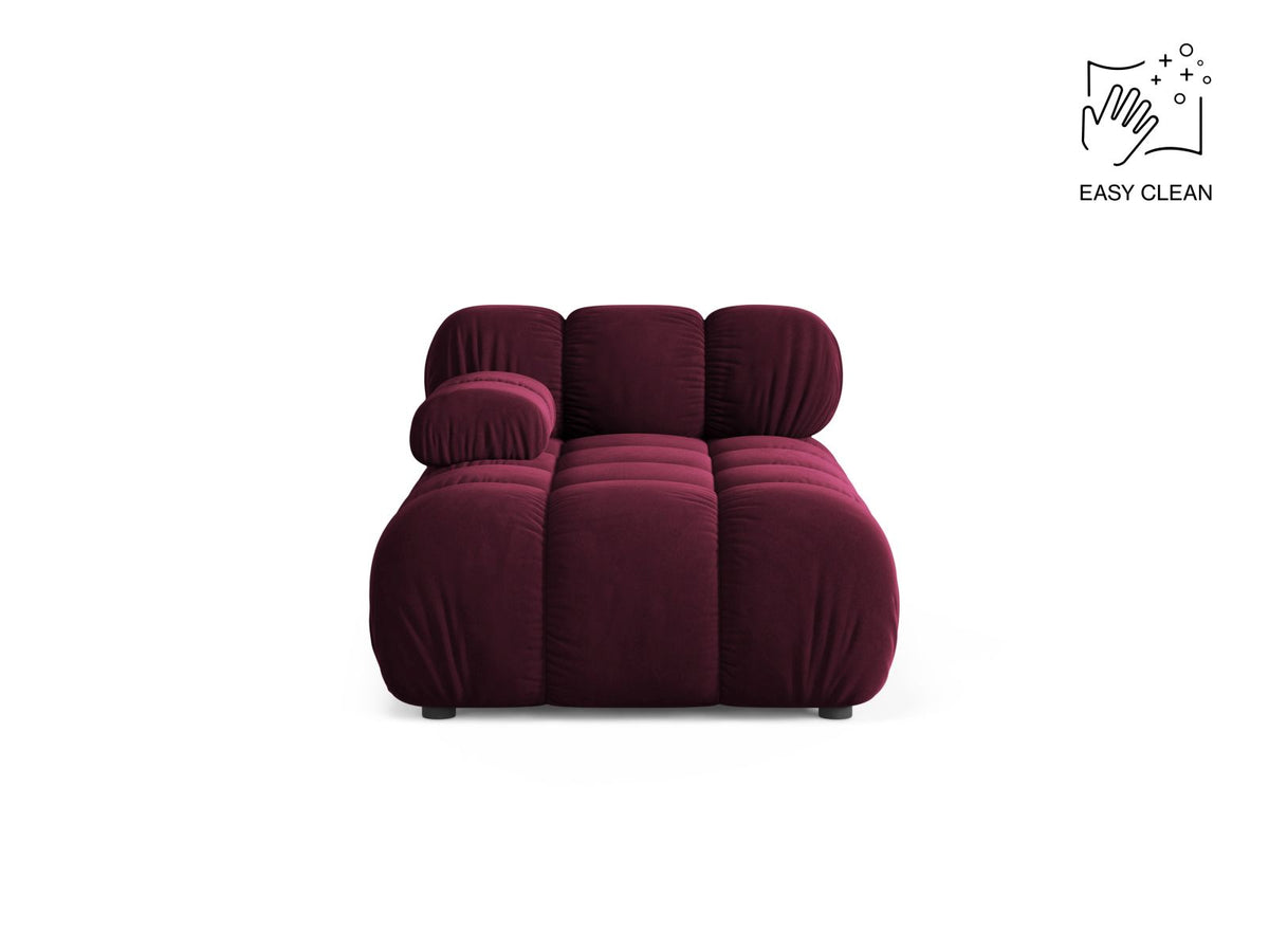 Bellis Sofamodul Chaiselongue links von Micadoni: Cappuccino-Liberty Stoffbezug, Massivholzrahmen, schwarze Kunststoffbeine, modulare Sitzform.