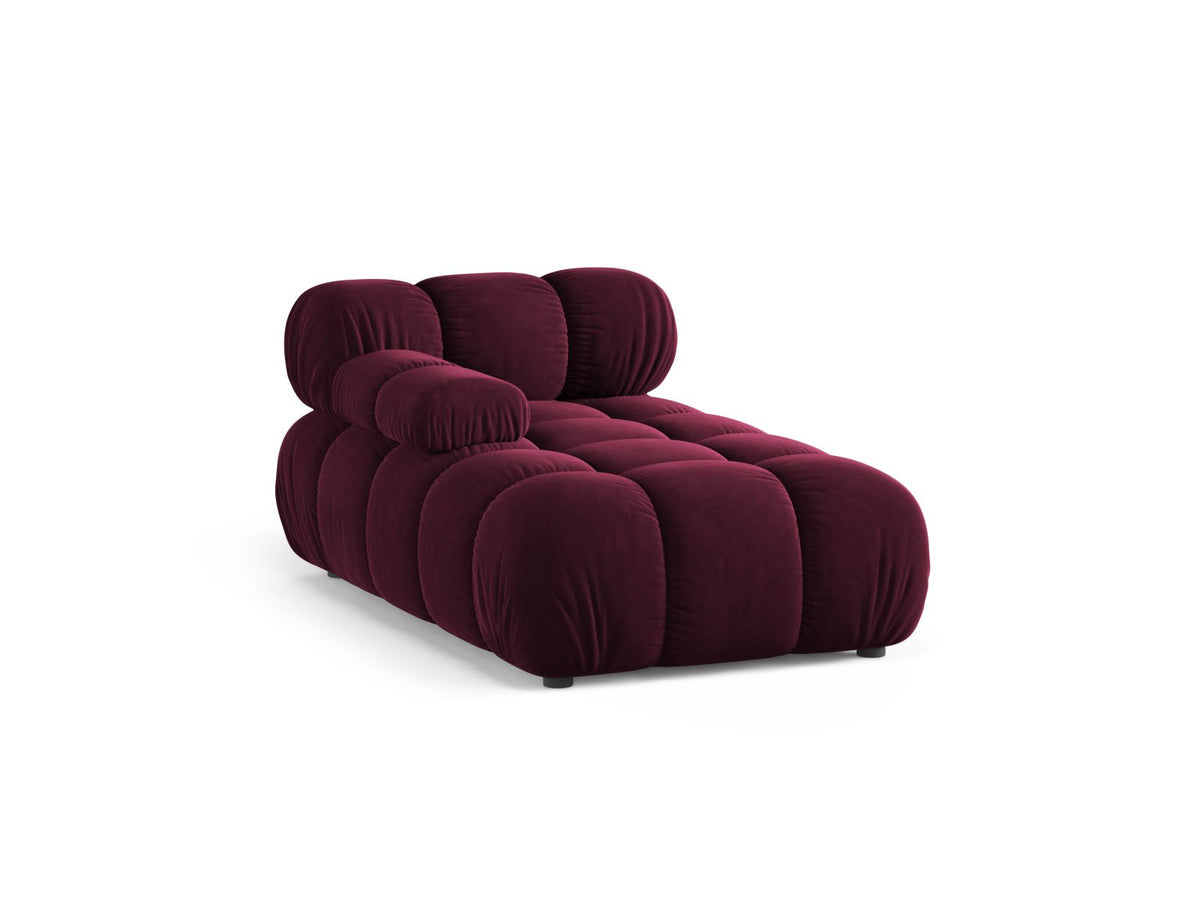 Bellis Sofamodul Chaiselongue links von Micadoni: Cappuccino-Liberty Stoffbezug, Massivholzrahmen, schwarze Kunststoffbeine, modulare Sitzform.