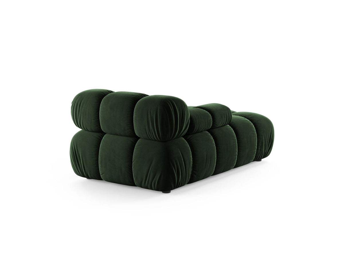 Bellis Sofamodul Chaiselongue links von Micadoni: Cappuccino-Liberty Stoffbezug, Massivholzrahmen, schwarze Kunststoffbeine, modulare Sitzform.