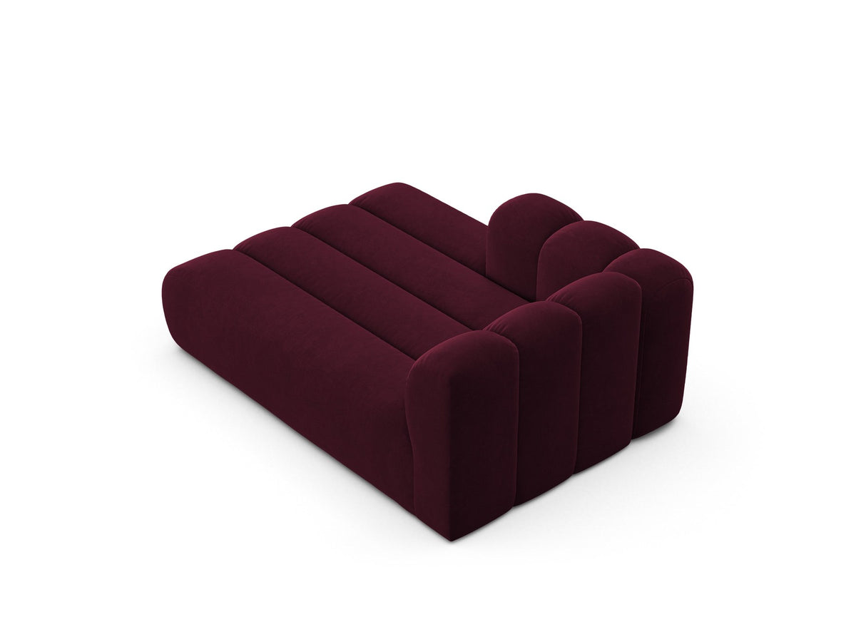 Chaiselongue-Modul Lupine von Micadoni in leichtem Beige, Venus-Samtstoff, schwarze Kunststoffbeine, Ausrichtung links, Teil eines Modularsofas.