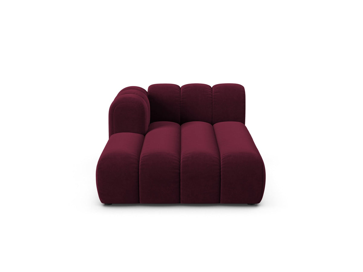 Chaiselongue-Modul Lupine von Micadoni in leichtem Beige, Venus-Samtstoff, schwarze Kunststoffbeine, Ausrichtung links, Teil eines Modularsofas.