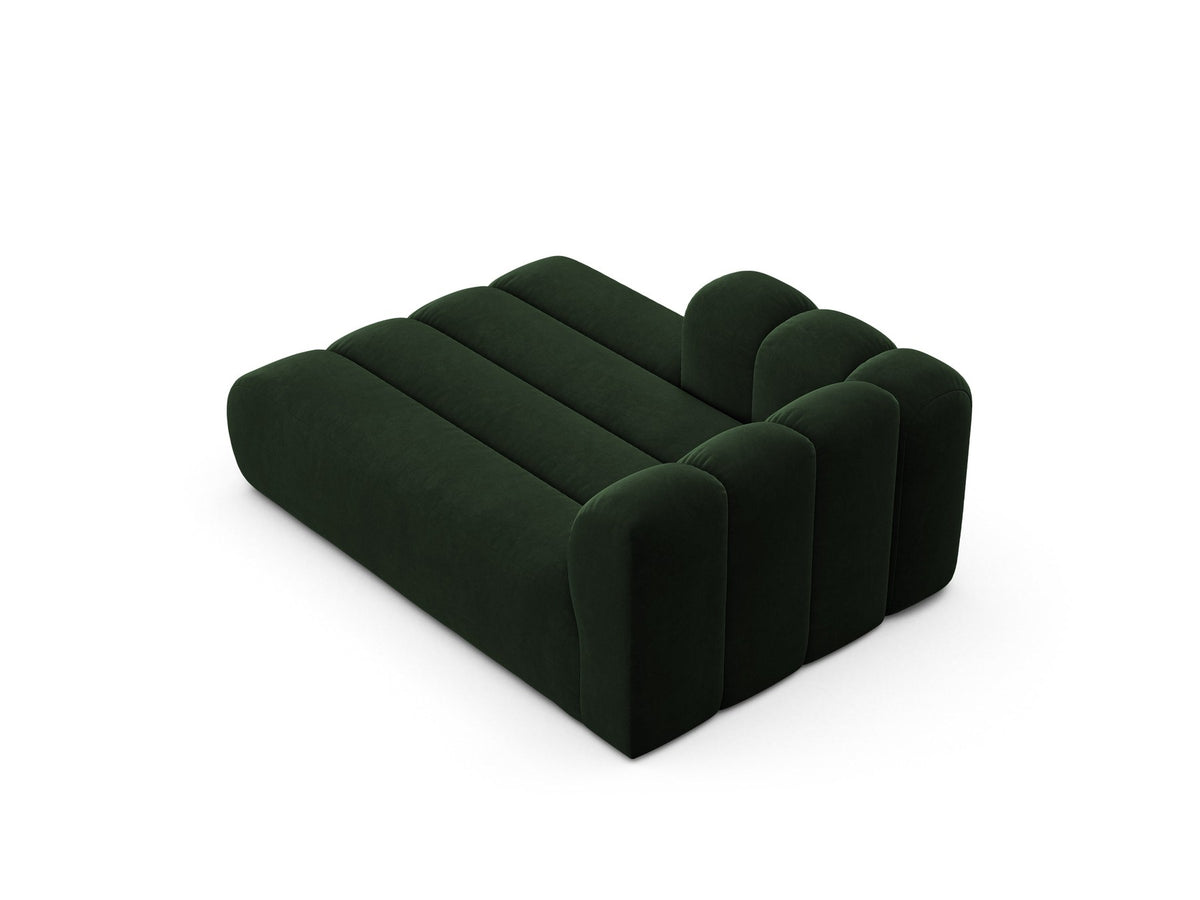 Chaiselongue-Modul Lupine von Micadoni in leichtem Beige, Venus-Samtstoff, schwarze Kunststoffbeine, Ausrichtung links, Teil eines Modularsofas.