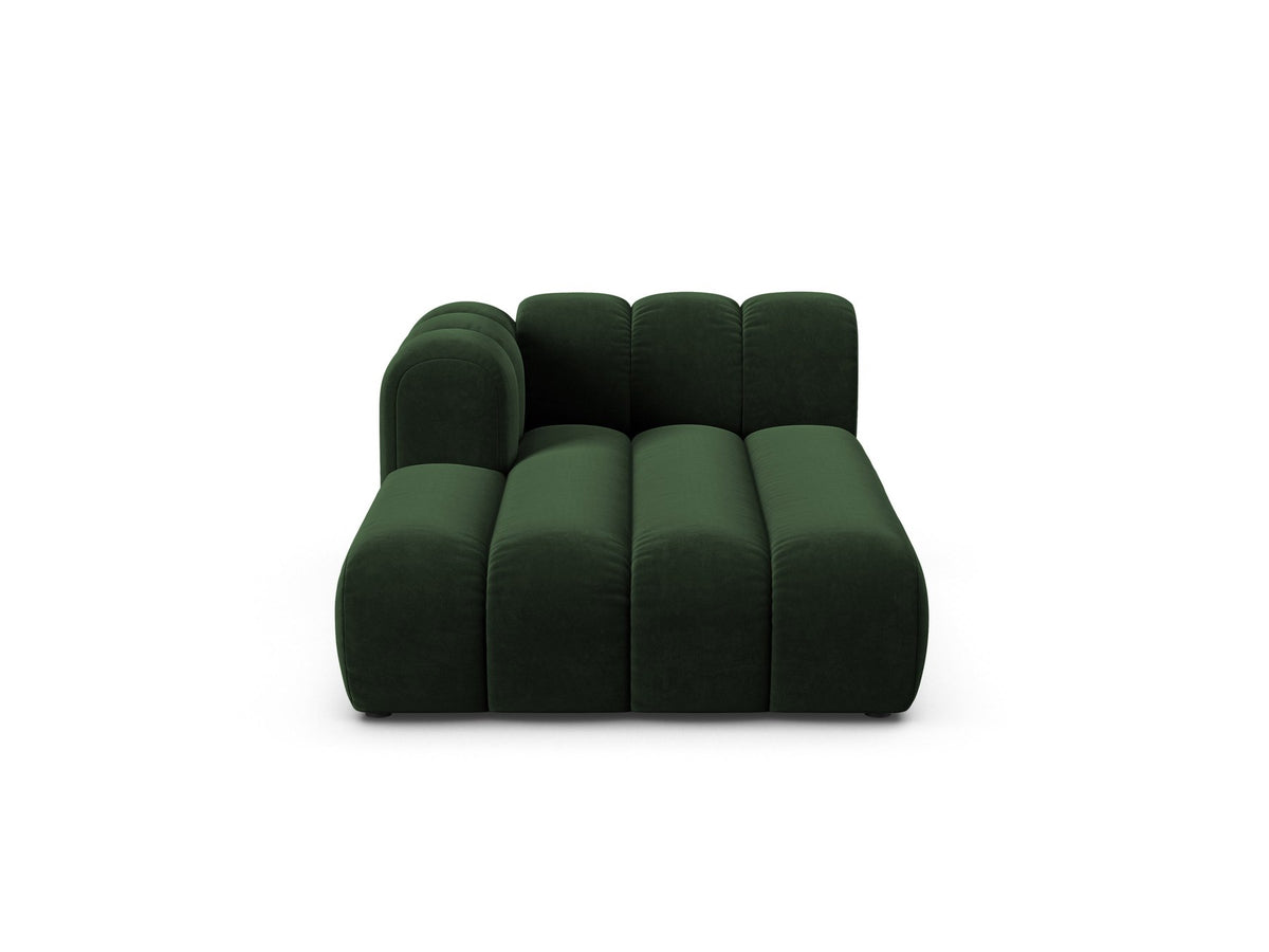 Chaiselongue-Modul Lupine von Micadoni in leichtem Beige, Venus-Samtstoff, schwarze Kunststoffbeine, Ausrichtung links, Teil eines Modularsofas.