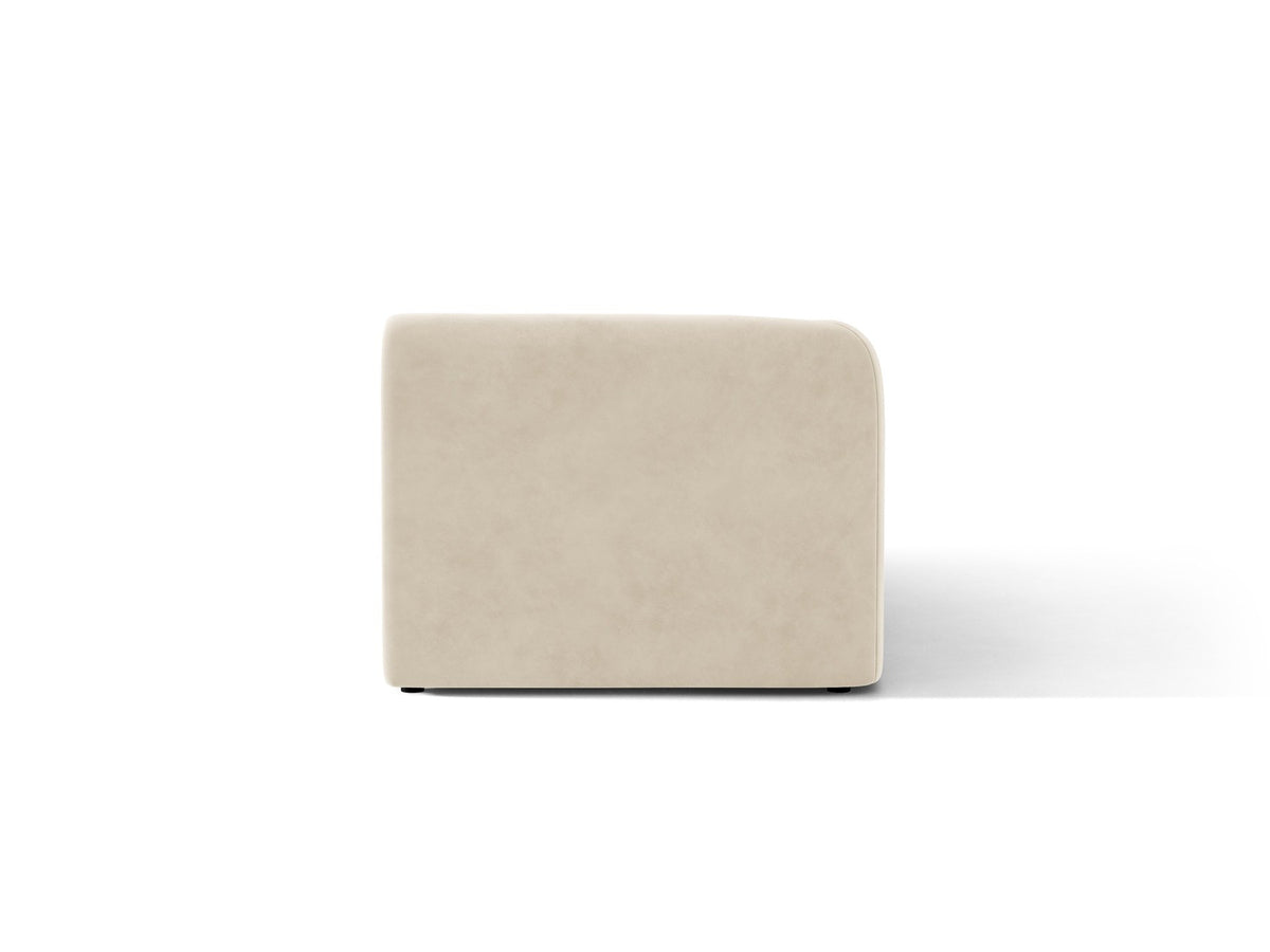 Chaiselongue Miley von Micadoni in Dunkelbeige mit Bluvel-Stoffbezug, schwarzen Kunststoffbeinen und niedriger Rückenlehne, modulares Sofa-Element.