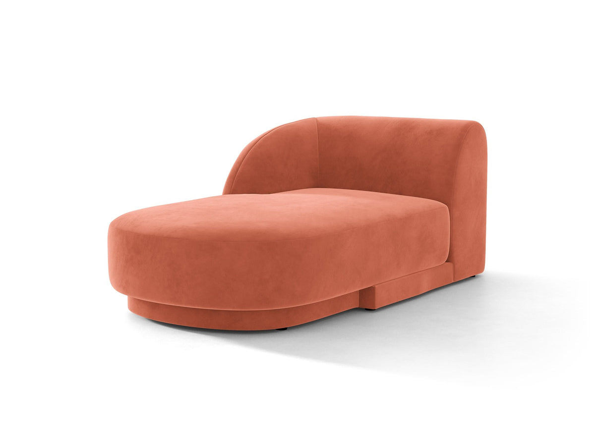 Chaiselongue Miley von Micadoni in Dunkelbeige mit Bluvel-Stoffbezug, schwarzen Kunststoffbeinen und niedriger Rückenlehne, modulares Sofa-Element.