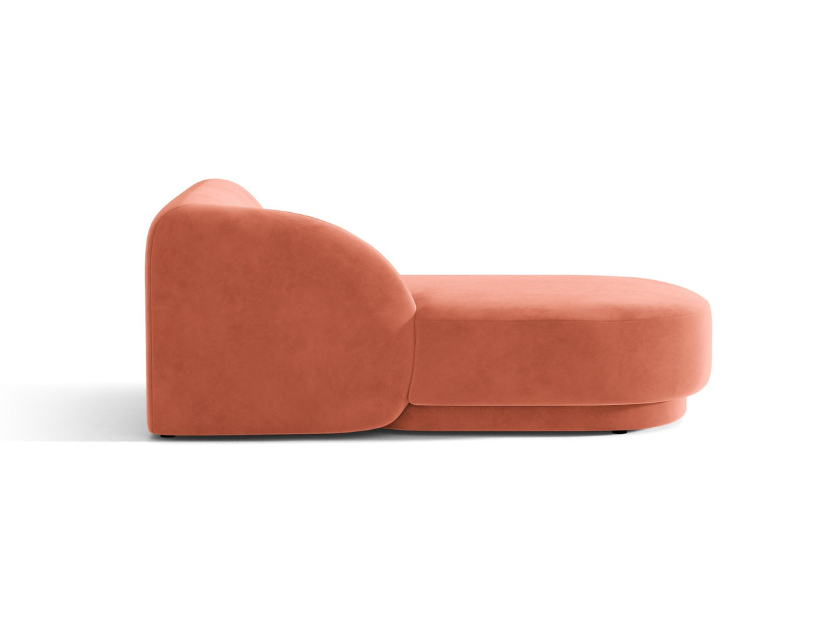 Chaiselongue Miley von Micadoni in Dunkelbeige mit Bluvel-Stoffbezug, schwarzen Kunststoffbeinen und niedriger Rückenlehne, modulares Sofa-Element.