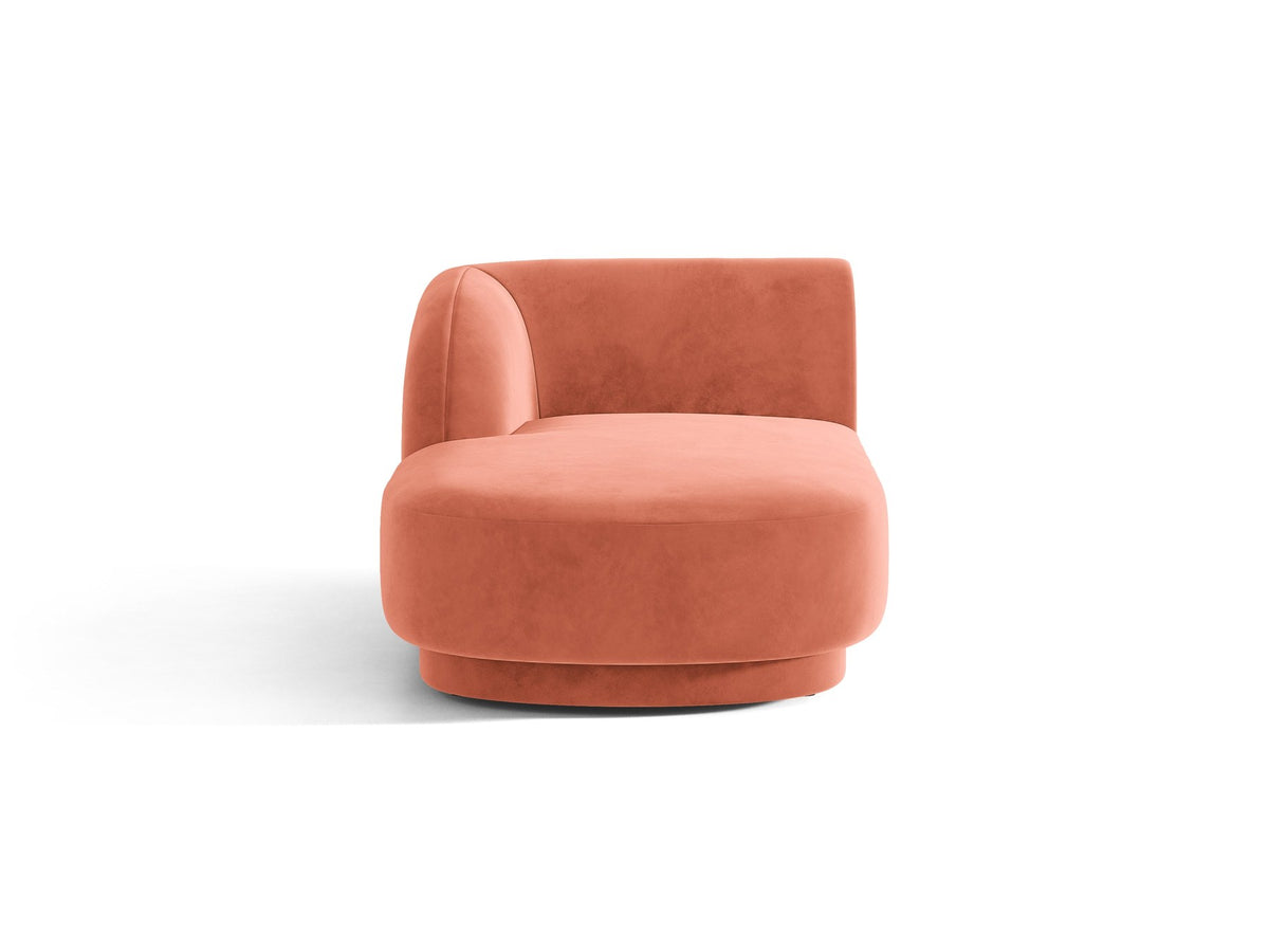 Chaiselongue Miley von Micadoni in Dunkelbeige mit Bluvel-Stoffbezug, schwarzen Kunststoffbeinen und niedriger Rückenlehne, modulares Sofa-Element.