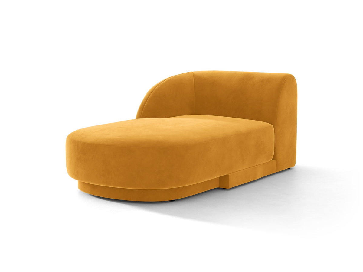 Chaiselongue Miley von Micadoni in Dunkelbeige mit Bluvel-Stoffbezug, schwarzen Kunststoffbeinen und niedriger Rückenlehne, modulares Sofa-Element.