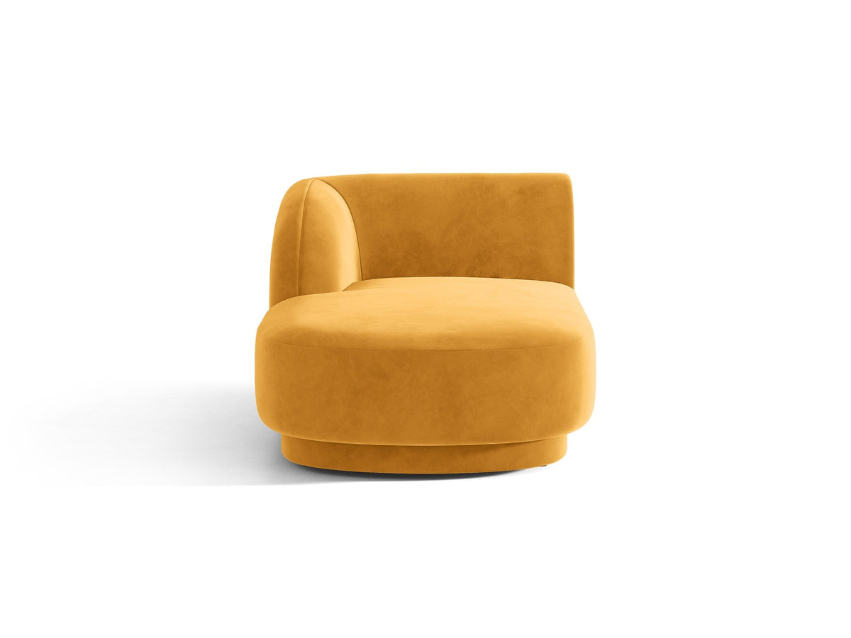 Chaiselongue Miley von Micadoni in Dunkelbeige mit Bluvel-Stoffbezug, schwarzen Kunststoffbeinen und niedriger Rückenlehne, modulares Sofa-Element.