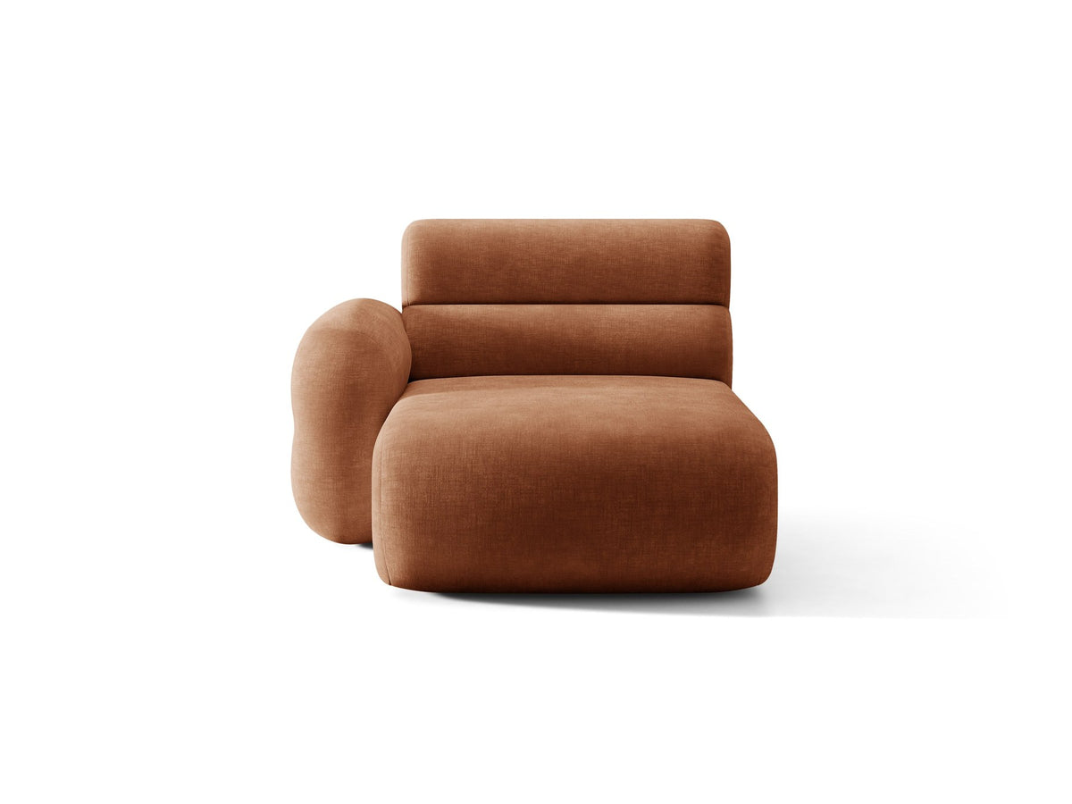 Modulares Sofa Neo Chaiselongue von Micadoni in dunklem Olivgrün mit hoher Rückenlehne und schwarzen Kunststoffbeinen aus Polypropylen.