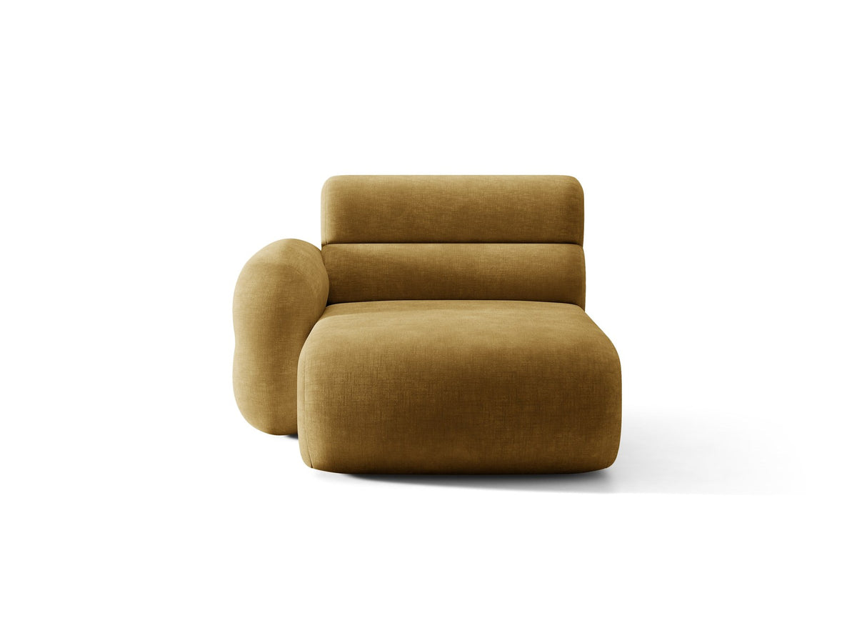 Modulares Sofa Neo Chaiselongue von Micadoni in dunklem Olivgrün mit hoher Rückenlehne und schwarzen Kunststoffbeinen aus Polypropylen.