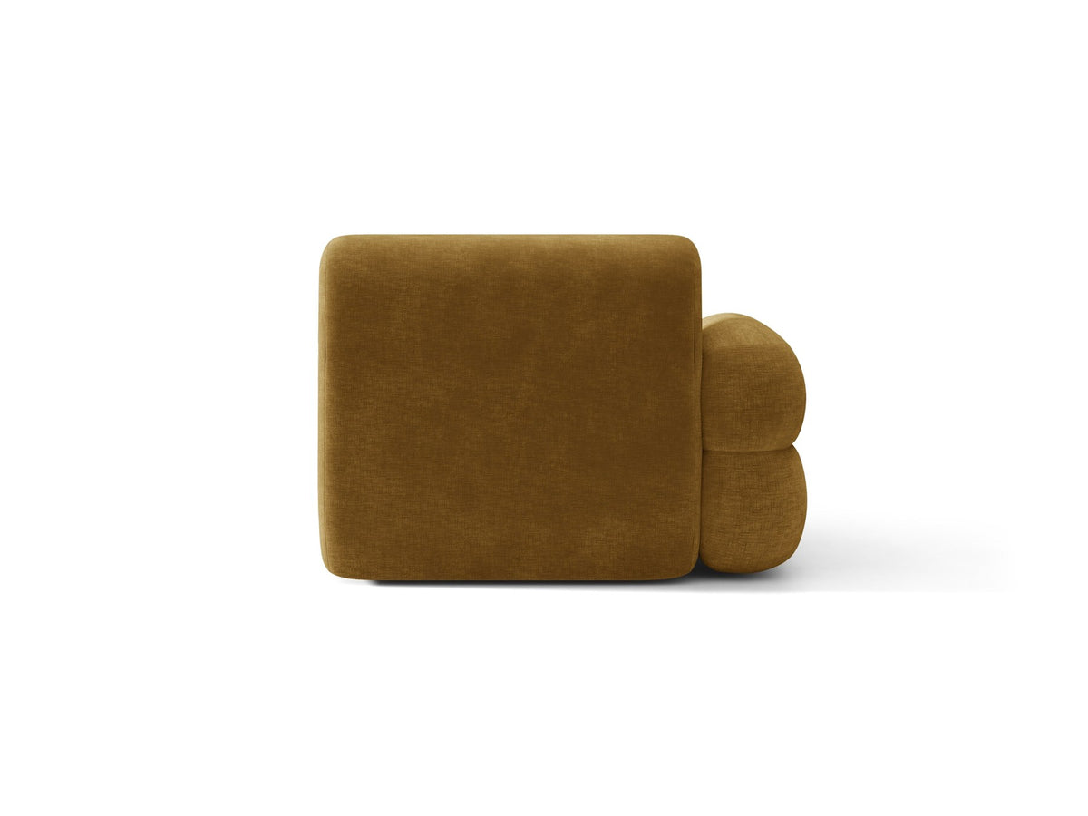 Modulares Sofa Neo Chaiselongue von Micadoni in dunklem Olivgrün mit hoher Rückenlehne und schwarzen Kunststoffbeinen aus Polypropylen.