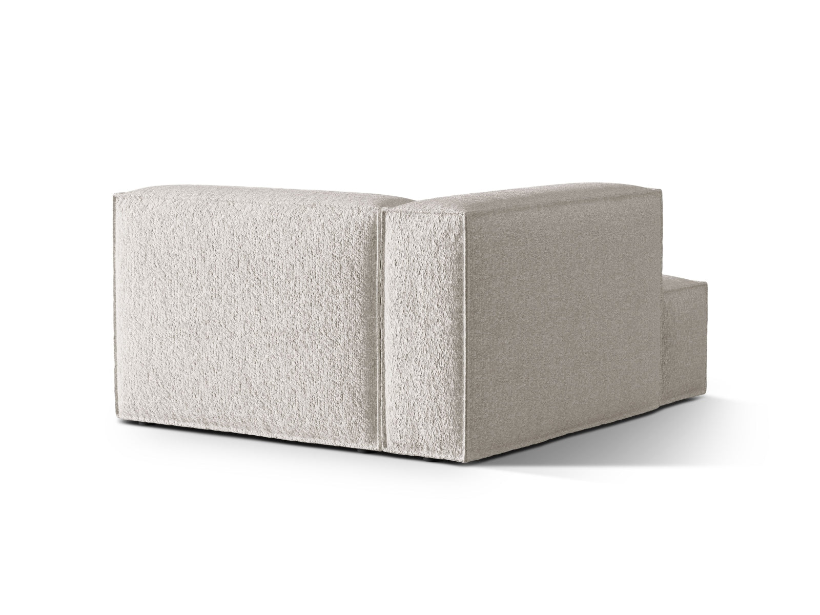 Stilvolle Nuria Boucle Chaise Longue links in sanften Grau-Beige-Tönen, perfekt für moderne und gemütliche Wohnkonzepte.