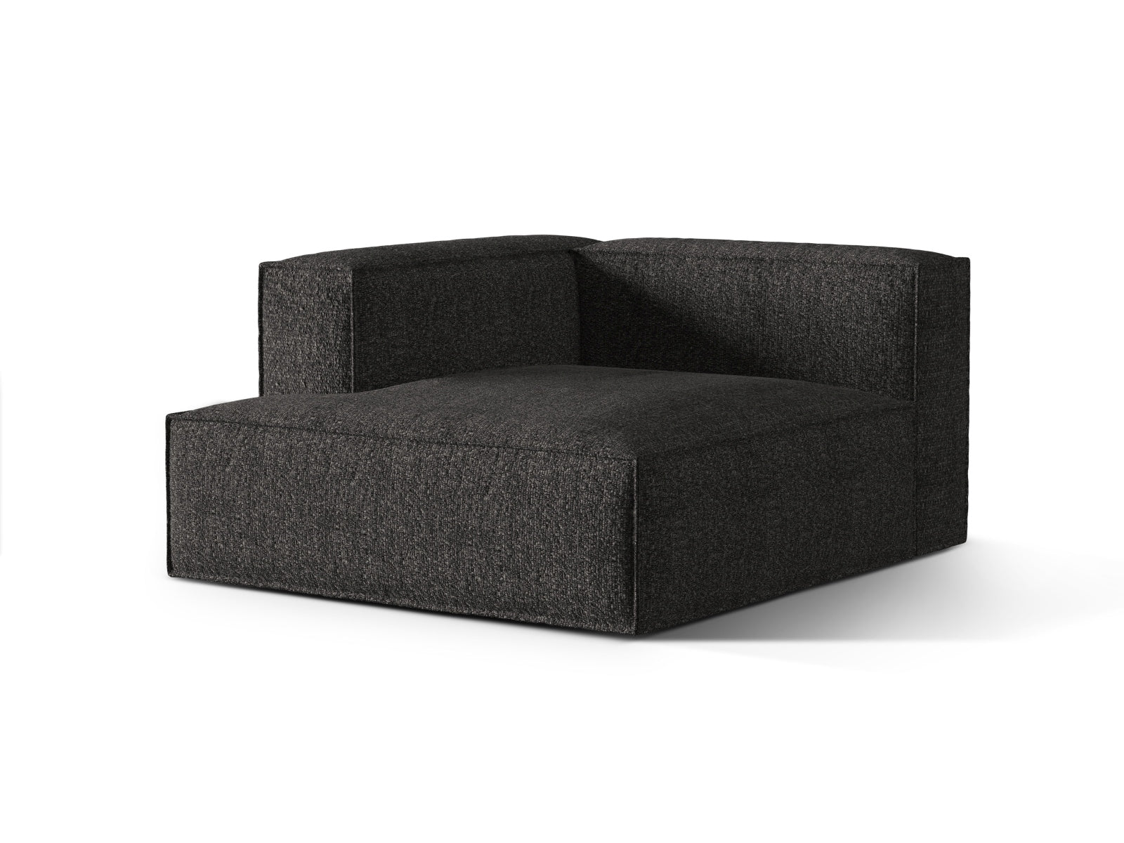 Elegante Nuria Boucle Chaise Longue links 1 Sitzer in Anthrazit, ideal für stilvolle Wohnräume, erhältlich bei KAQTU Design AG.