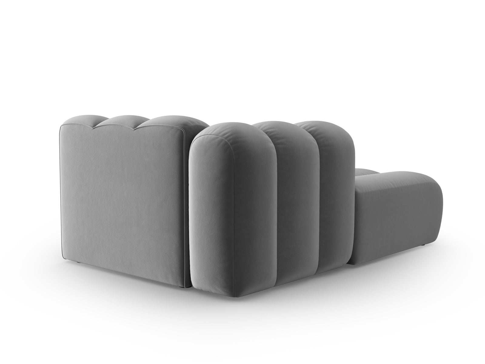 Luxuriöses 2-Sitzer Velour Sofa Chaise Lounge links von Micadoni, in edlem Grau, perfekt für stilvolle Einrichtung und Komfort.